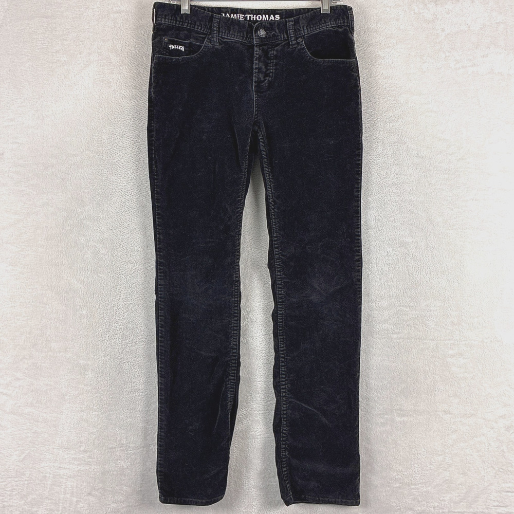 VTG Jamie Thomas Fallen Jeans 32x30 Black Pin Wale Corduroy Skate Indie Y2K